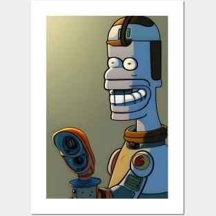 Strange smiling robot Posters and Art